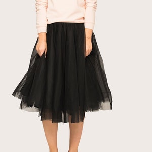 Tulle Tutu Skirt - Midi Black Tulle Skirt
