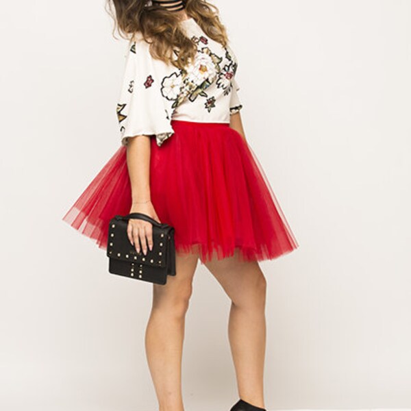Red Tulle Skirt Etsy