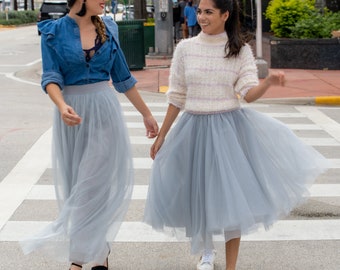 Tulle Tutu Skirt - Midi Light Gray Tulle Skirt