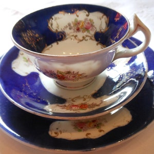 Hand-Painted Trio with Fluted Cup