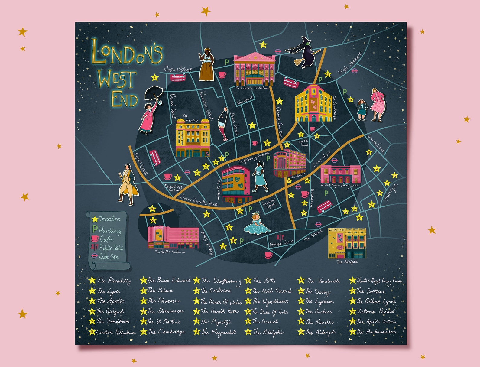 West End Theatre Map Etsy UK West End Theatre Map Etsy UK