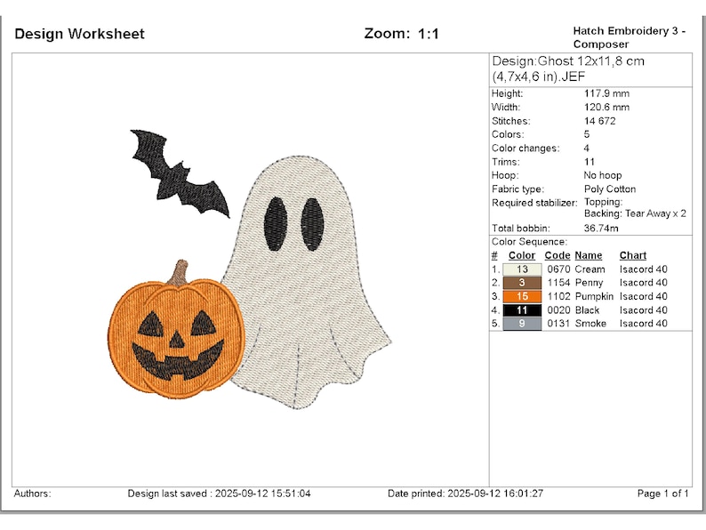 halloween embroidery Design