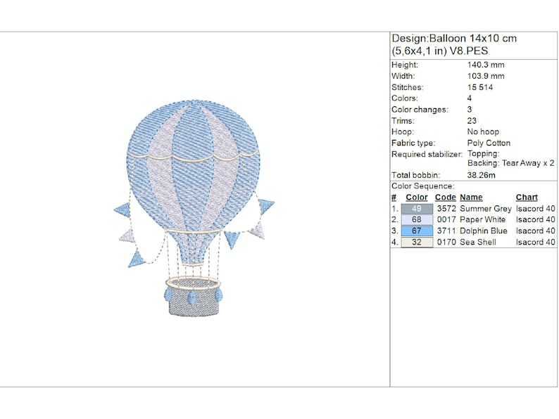 dreamy baby themed embroidery design featuring hot air balloon with pennants , perfect for nursery, babyshower , gender reveal decorations, accessories or gifts