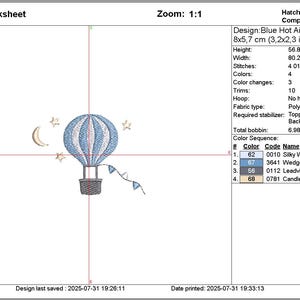 Stars Moon Hot Air Balloon Machine Embroidery Design for Baby Boy (Digital File) image 10