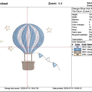 Stars Moon Hot Air Balloon Machine Embroidery Design for Baby Boy (Digital File) image 7