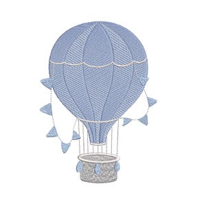 熱気球の機械刺繍デザイン：男の子と女の子のベビールーム装飾（デジタルファイル）