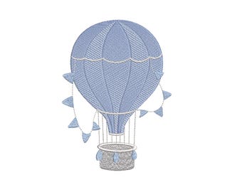 Hot Air Balloon Machine Embroidery Design: Baby Boy Girl Nursery Decor (Digital File)