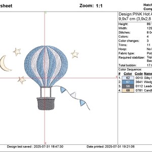 Stars Moon Hot Air Balloon Machine Embroidery Design for Baby Boy (Digital File) image 8