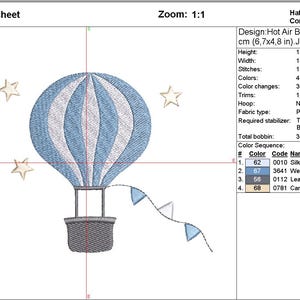 Stars Moon Hot Air Balloon Machine Embroidery Design for Baby Boy (Digital File) image 6
