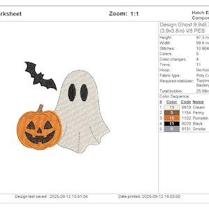 trick or treat bag embroidery design featuring cute and spooky ghost