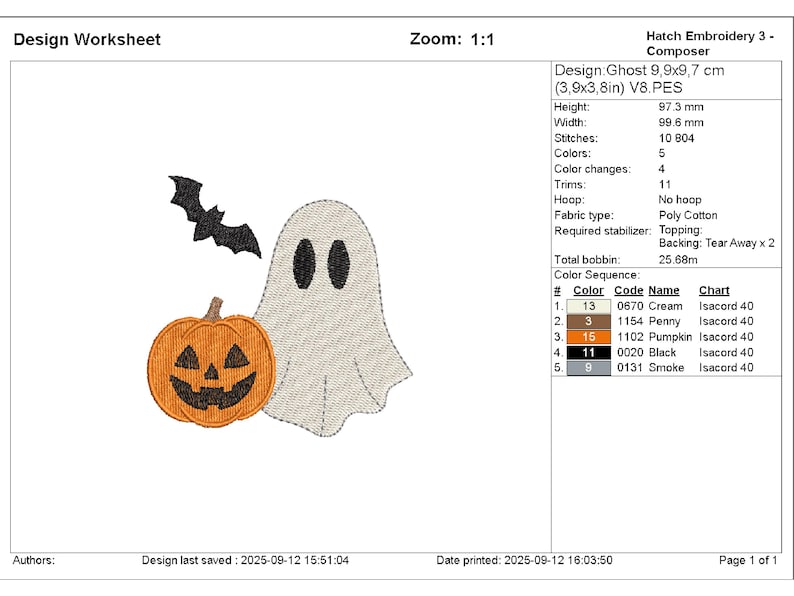 trick or treat bag embroidery design featuring cute and spooky ghost