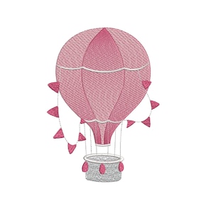 Hot Air Balloon Embroidery Design Baby Boy Girl Machine Embroidery File Ombre Effect Balloon with Pennants Digital Download Nursery Pattern