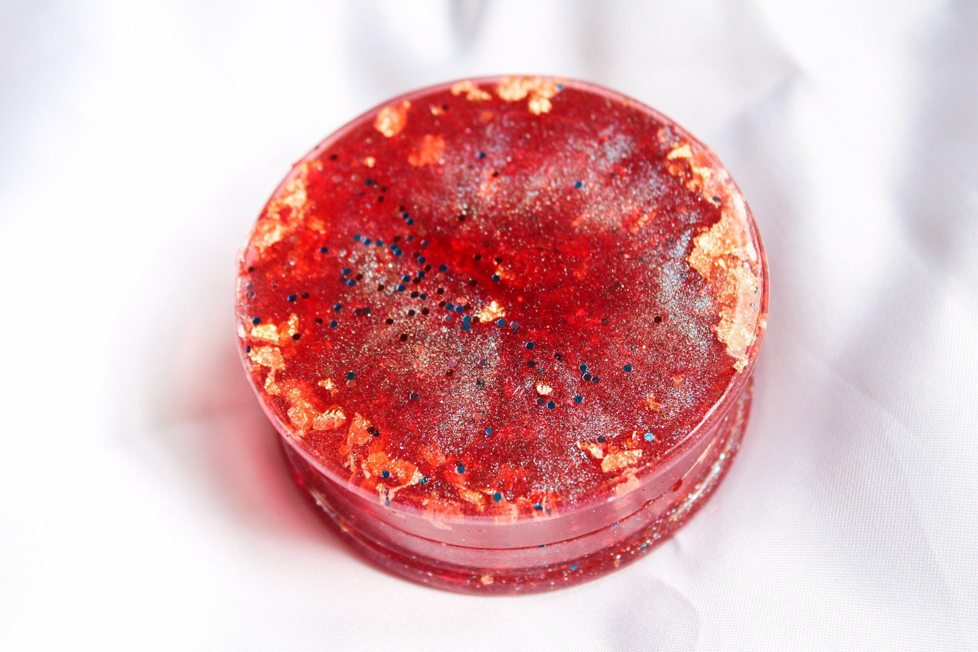 Red herb grinder in epoxy resin holographic sequins cute Etsy
