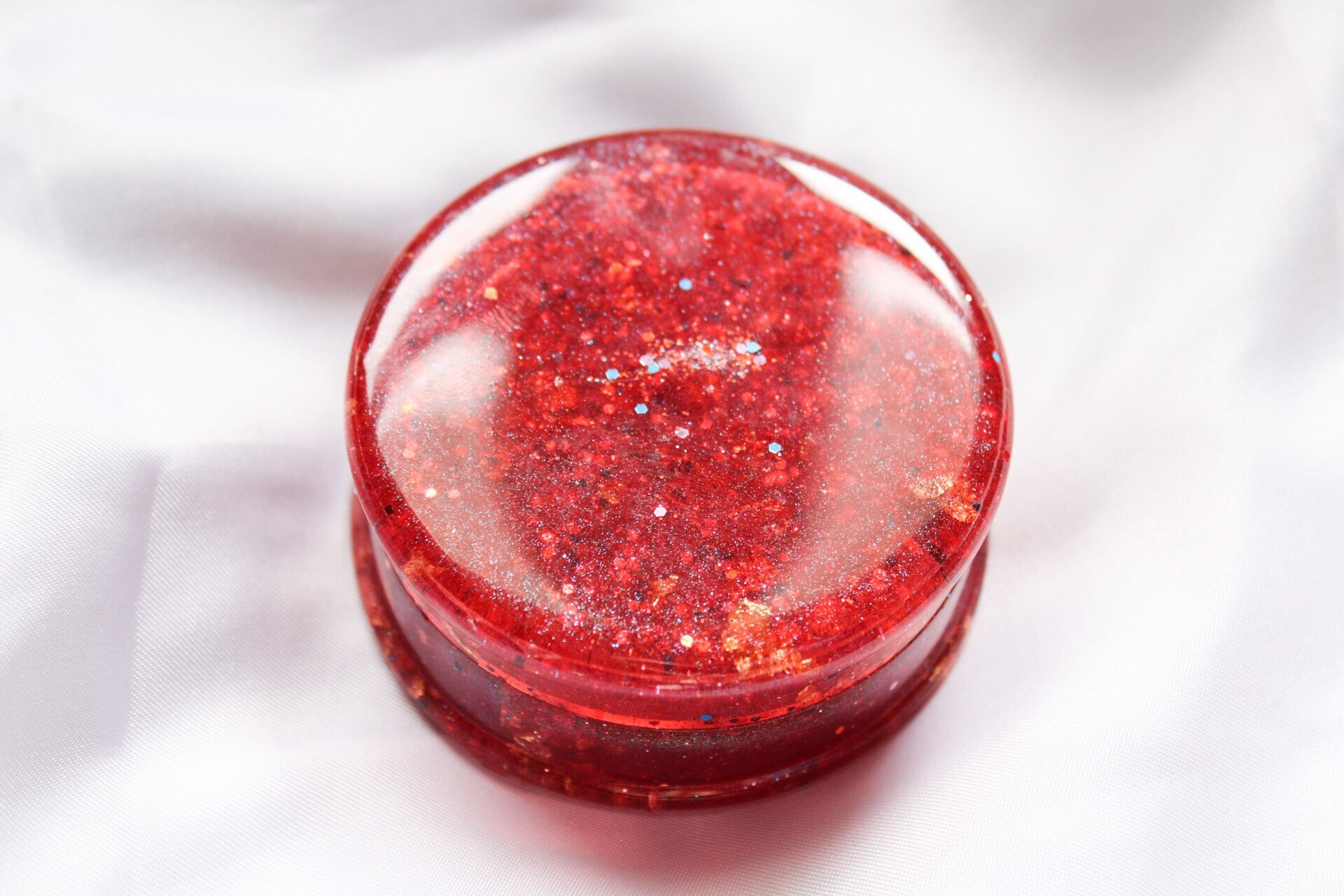 Red herb grinder in epoxy resin holographic sequins cute Etsy