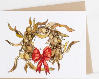 West Coast Christmas Card - Bull Kelp Shaped like a Christmas Wreath