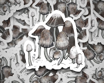 INK CAP MUSHROOM / Waterproof Vinyl Original Art Sticker / Laptop, water bottle, phone case / Laminated