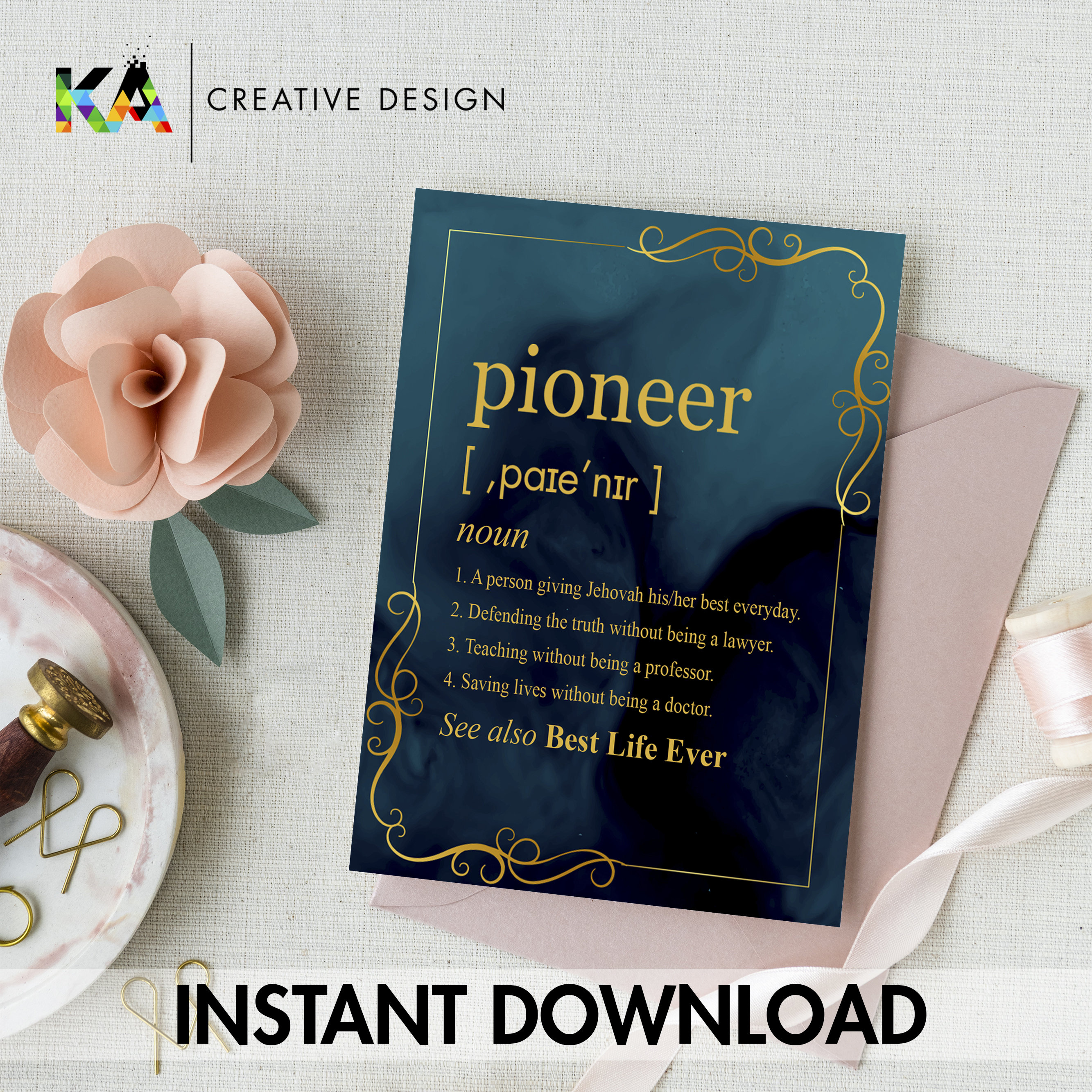 JW Pioneer Definition Greeting Card Instant Digital Download Etsy