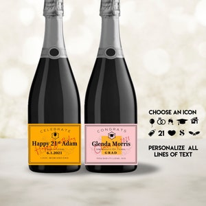 Personalized Champagne Bottle Label for Birthday, Wedding, Graduation, Baby, Housewarming | Orange or Rosé | All Sizes | Printed or Digital