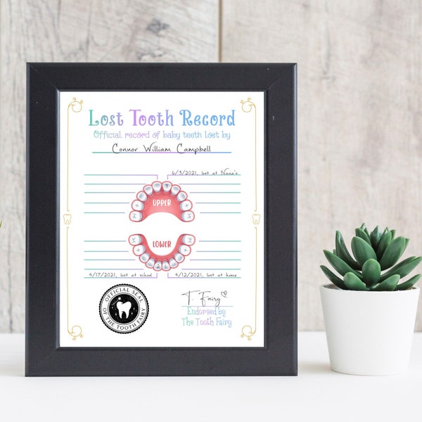 Lost Tooth Chart Etsy