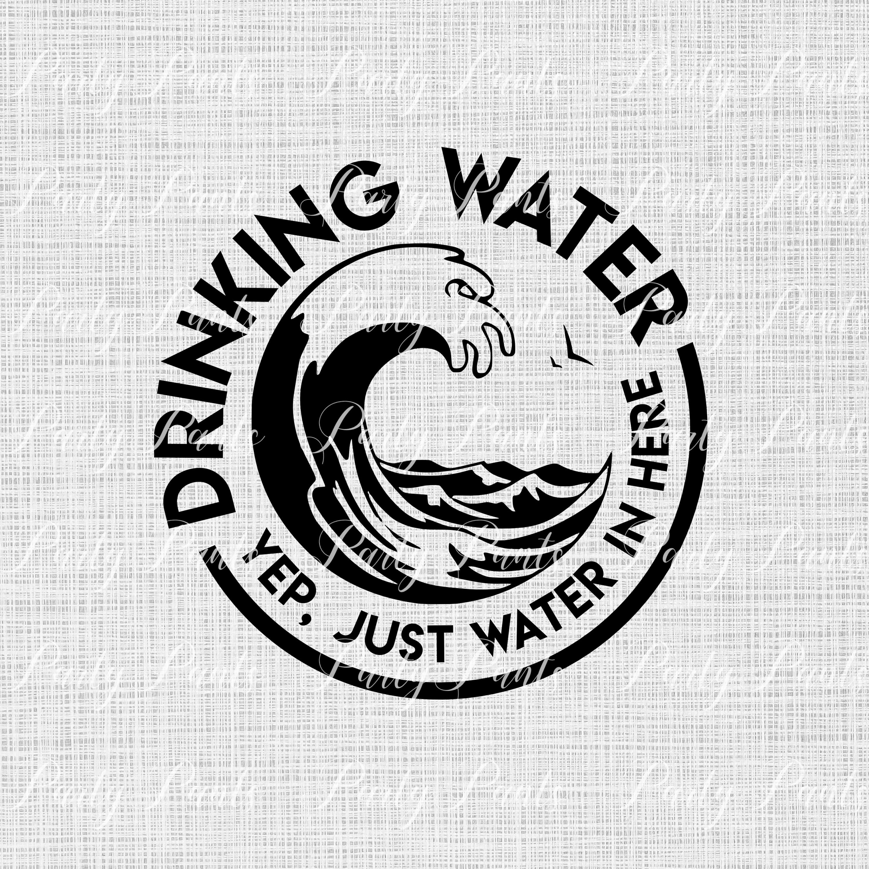 Funny Summer Drinking Water Logo SVG PNG, Instant Download Cut File C…