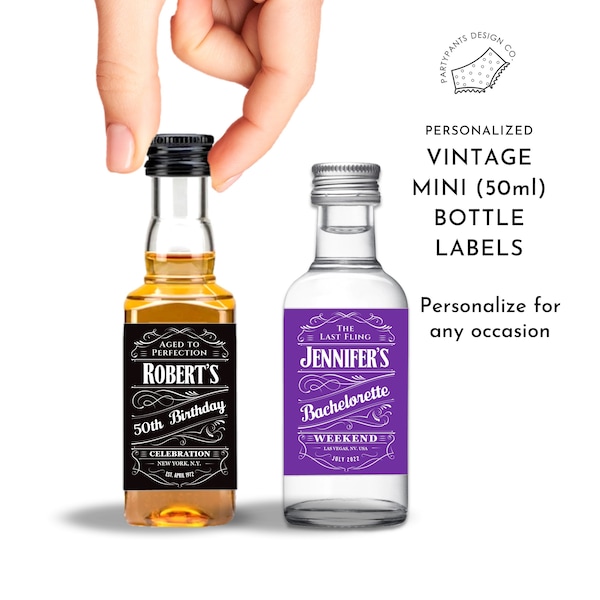 Mini Liquor Bottle Labels Thank You Etsy