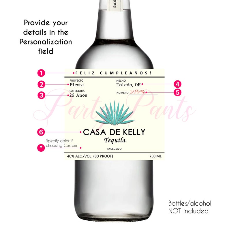 Personalized Tequila Bottle Labels All Sizes Blanco Etsy