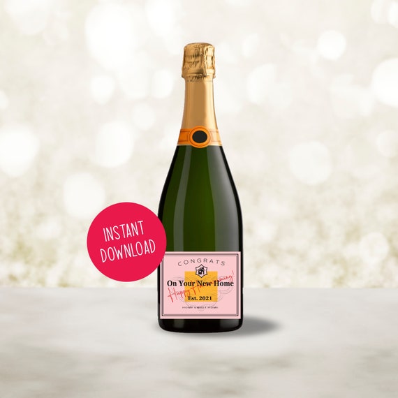 print yourself housewarming pink rose champagne bottle label etsy australia