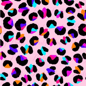 Colorful Leopard Print Pattern, High Resolution JPG PNG, Jewel Tone Pink Seamless Animal Print Background, Printable Instant Download