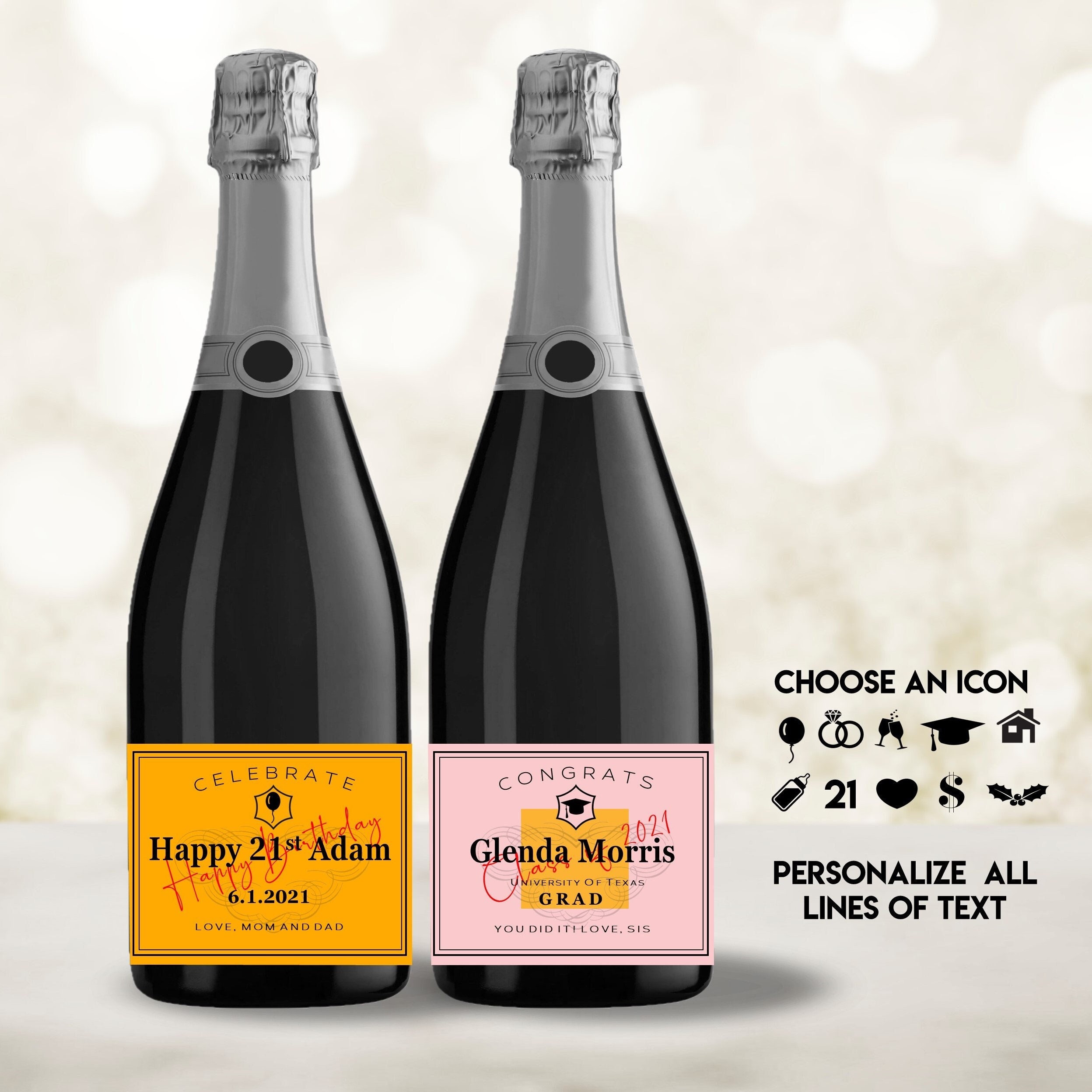 Make your own champagne bottle labels