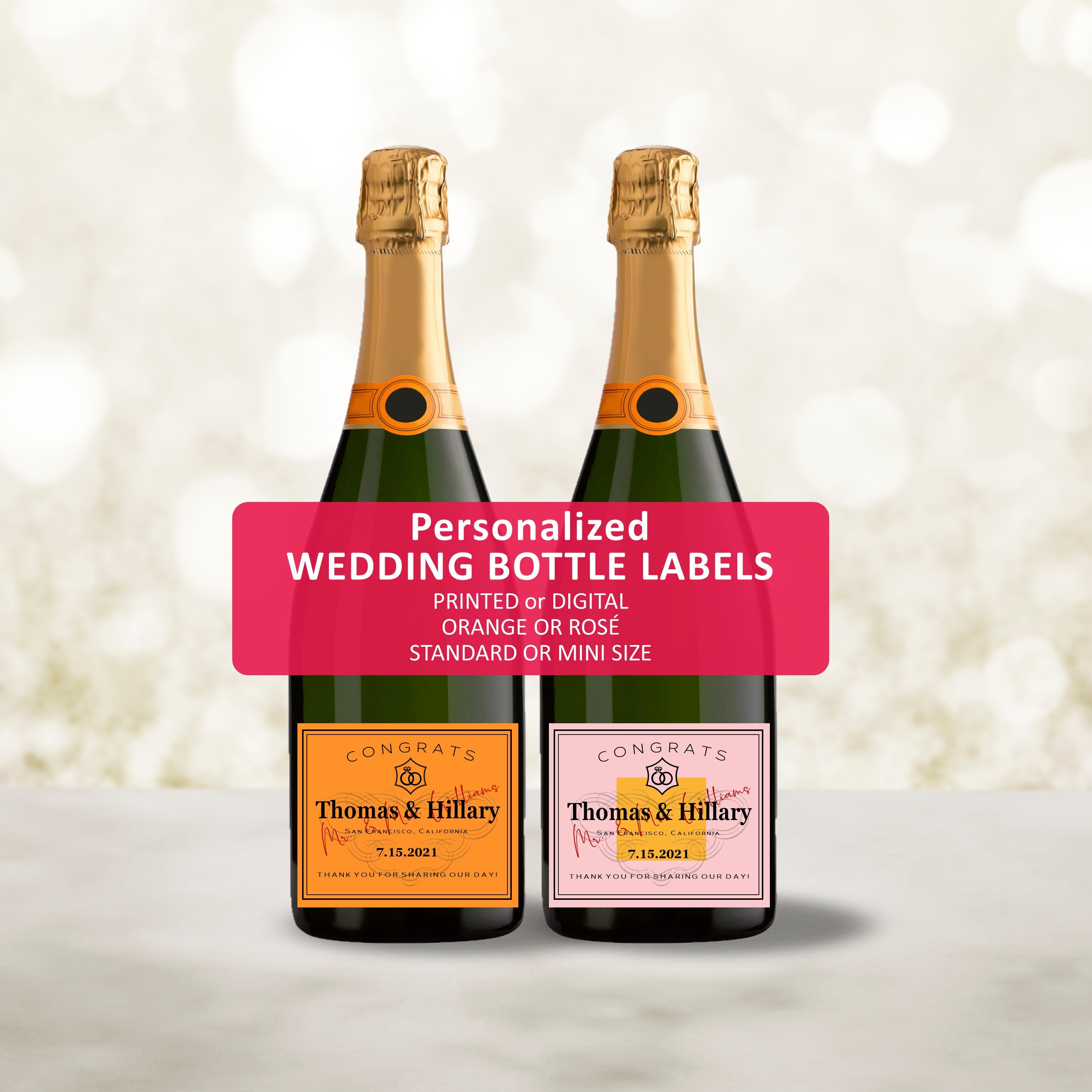 CUSTOM ORANGE Champagne Label Digital Download Veuve Cliquot 