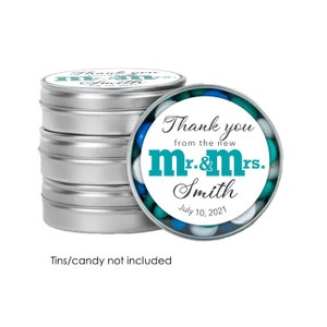 M&Ms Candy Favor Personalized Stickers for Wedding Bridal Shower Engagement Party, Thank You Chocolate Tin Labels, PRINTED or DIGITAL FILE