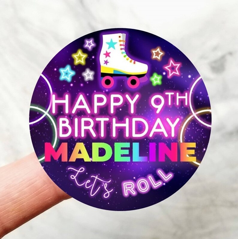 Roller Skate Party Personalized Stickers DIY Birthday Favors Etsy