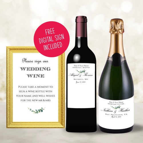 Wine Guest Book TEMPLATE Printable Sign My Wine Wedding Sign - Etsy