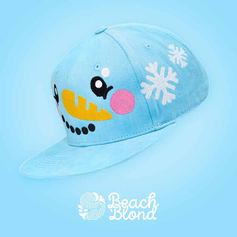 CUSTOM NAME on back Perfect as GIFT Adult and Kid size Beach Blond Snapbacks Snapback Cap with Snowman embroidery Blue