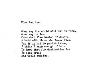 Robert Frost Fire And Ice Etsy