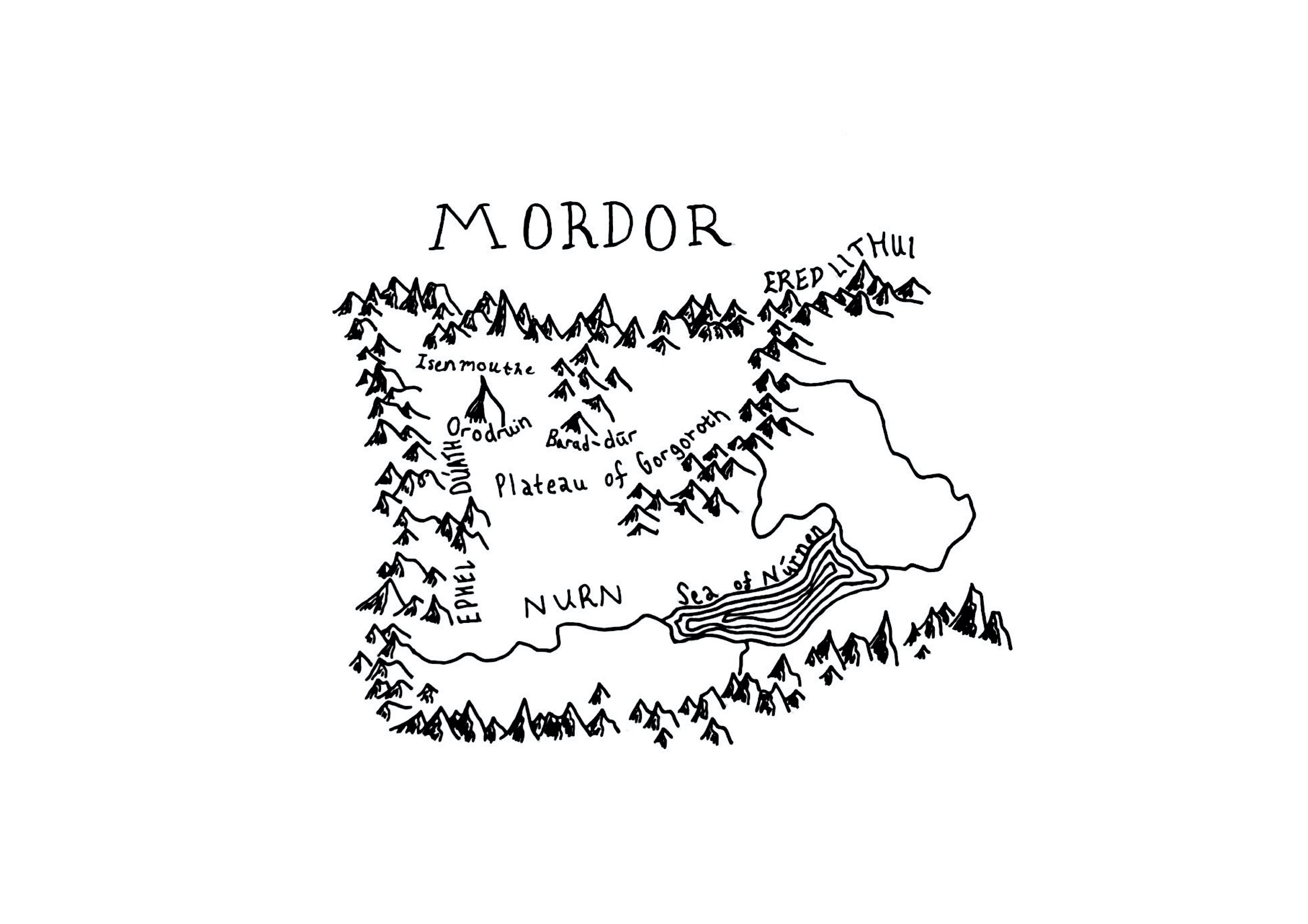 Map of Mordor Ink Illustration Etsy