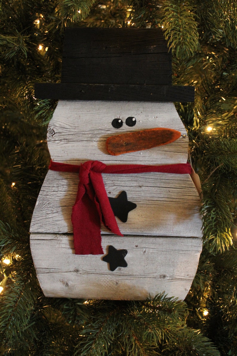 Rustic Farmhouse Style Wooden Christmas Snowman Decoration Winter Snowman Decor Etsy