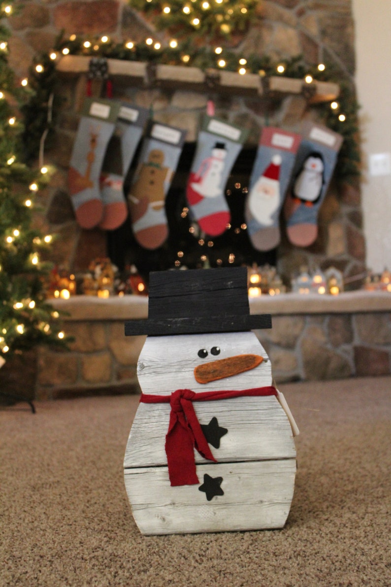 Rustic Farmhouse Style Wooden Christmas Snowman Decoration Winter Snowman Decor Etsy