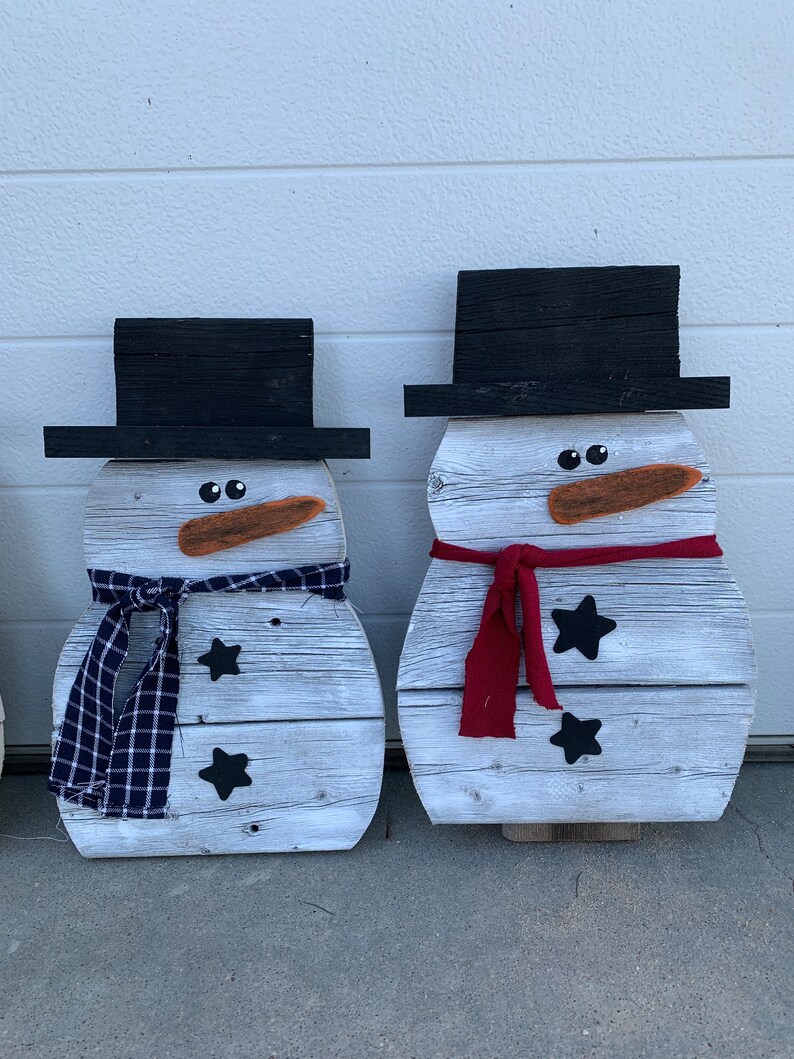 Rustic Farmhouse Style Wooden Christmas Snowman Decoration Winter Snowman Decor Etsy