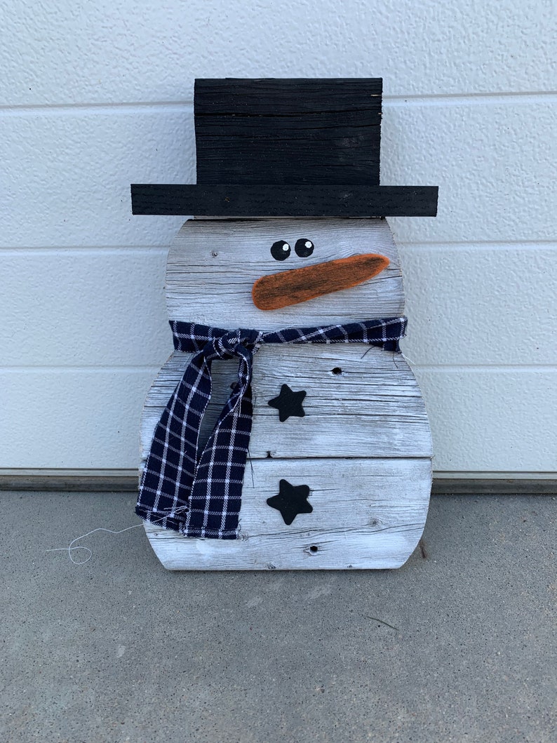 Rustic Farmhouse Style Wooden Christmas Snowman Decoration Winter Snowman Decor Etsy