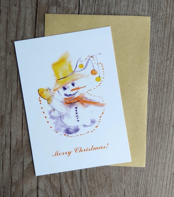 Merry Christmas Snowman Winter Fairy Tale Fabulous Watercolor Etsy Merry Christmas Snowman Winter Fairy Tale Fabulous Watercolor Etsy