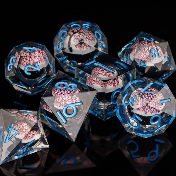 D&D Dice Set, Liquid Core Dice Set with Sharp Edges, DND Resin Polyhedral Dice Suitable for Dungeon and Dragon RPG Tabletop Games