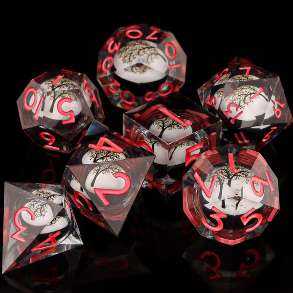 Dice Set, Rotating Liquid Core Dice Set, D&D Polyhedral Resin Dice RPG Role-Playing Dice Dungeons and Dragons D20 Dice