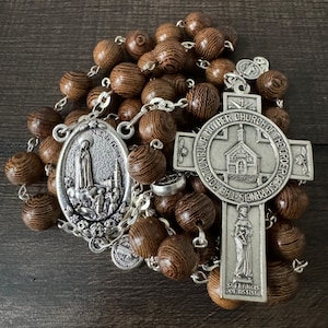 Woodland Blessings: Handmade Silver Rosary with Wood Beads and Saint Francis Crucifix