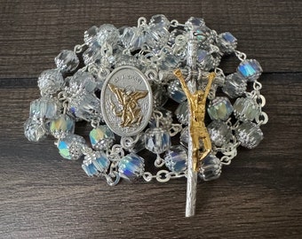 Ethereal Harmony: Handmade Two-Tone Rosary with Unique Czech Glass Beads