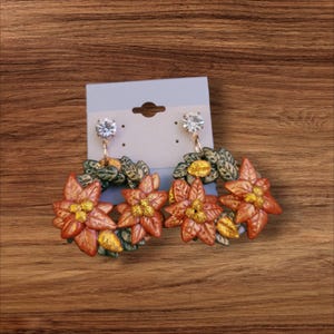 Christmas wreath earrings