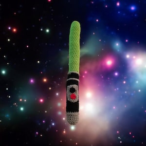 green crochet laser sword