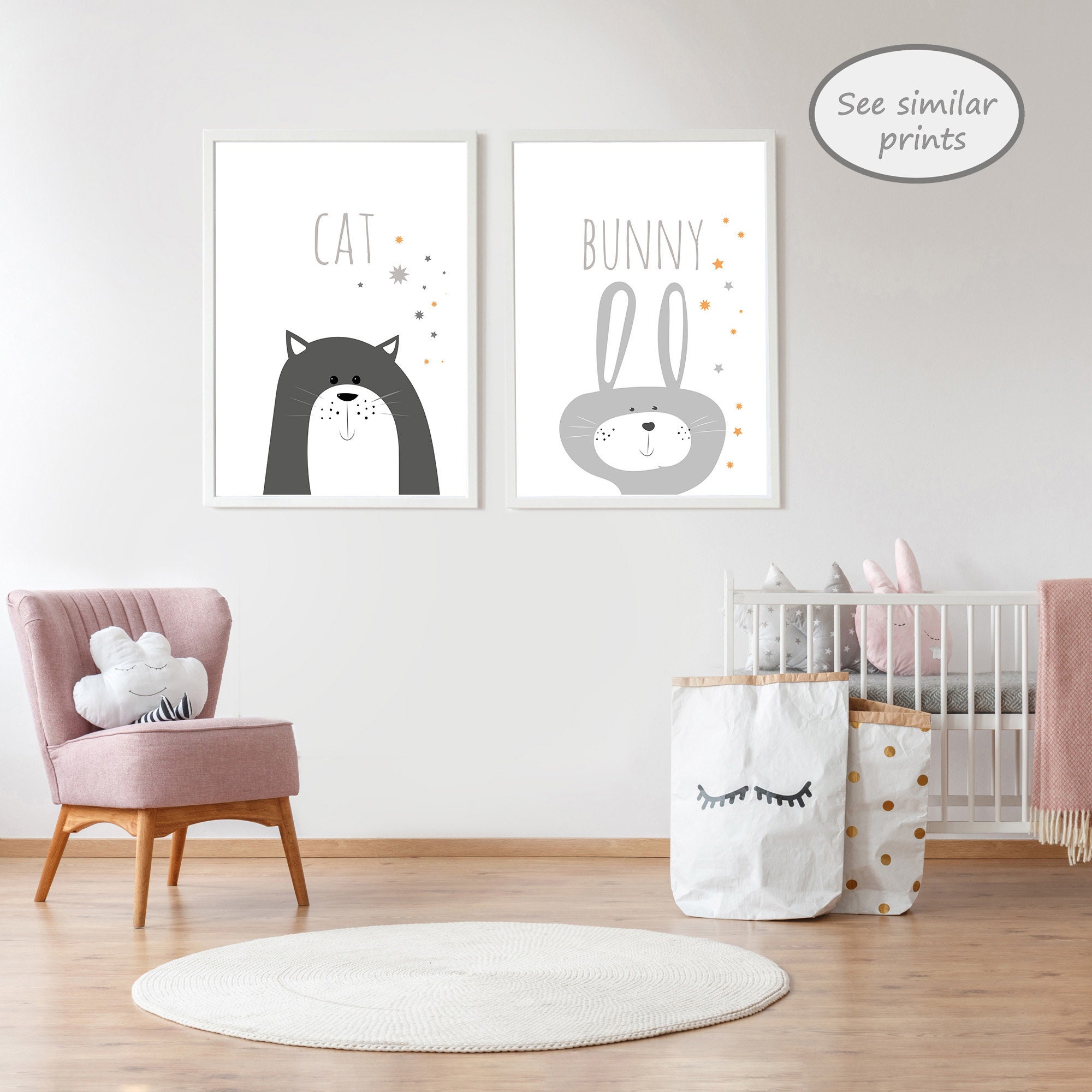 Cat Nursery Print Printable Nursery Art Kids Print Instant Etsy