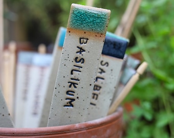 Personalized herb plugs made of ceramic - hand-made plant plugs