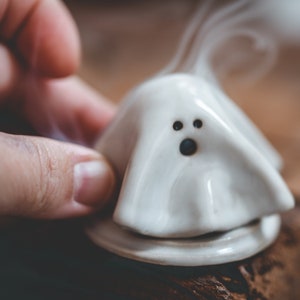Ceramic incense ghost - hand-made ghost for incense burning